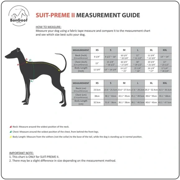 Bongoof Suit-Preme II - Size Small - Black (for Italian Greyhounds) Pets
